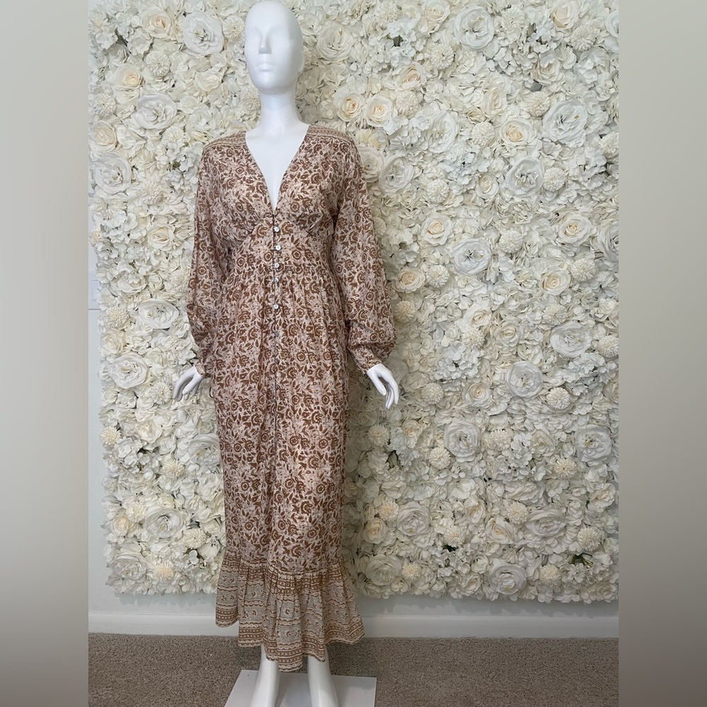 Brown Cleobella Boho Long Sleeve Maxi Dress